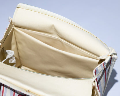 open view of tote bag showing compartments 